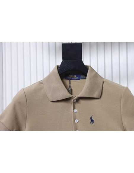 Ralph Lauren Pony Logo Embroidered Short-Sleeve Button-Down Shirt Brown,Ralph Lauren T-Shirts,T-Shirts,CLOTHES