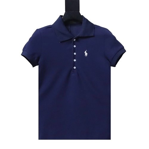 Ralph Lauren Pony Logo Embroidered Short-Sleeve Button-Down Shirt Navy Blue,Ralph Lauren T-Shirts,T-Shirts,CLOTHES