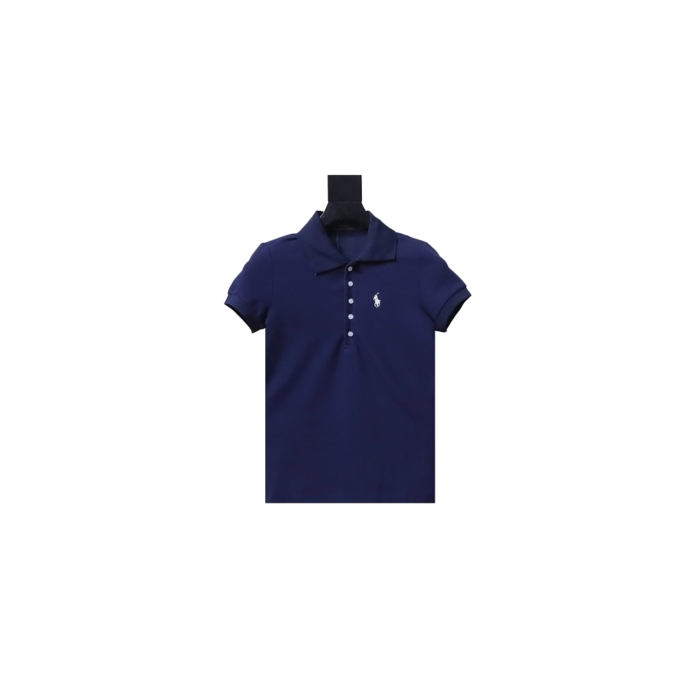 Ralph Lauren Pony Logo Embroidered Short-Sleeve Button-Down Shirt Navy Blue,Ralph Lauren T-Shirts,T-Shirts,CLOTHES