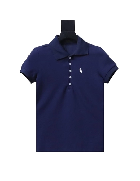 Ralph Lauren Pony Logo Embroidered Short-Sleeve Button-Down Shirt Navy Blue,Ralph Lauren T-Shirts,T-Shirts,CLOTHES