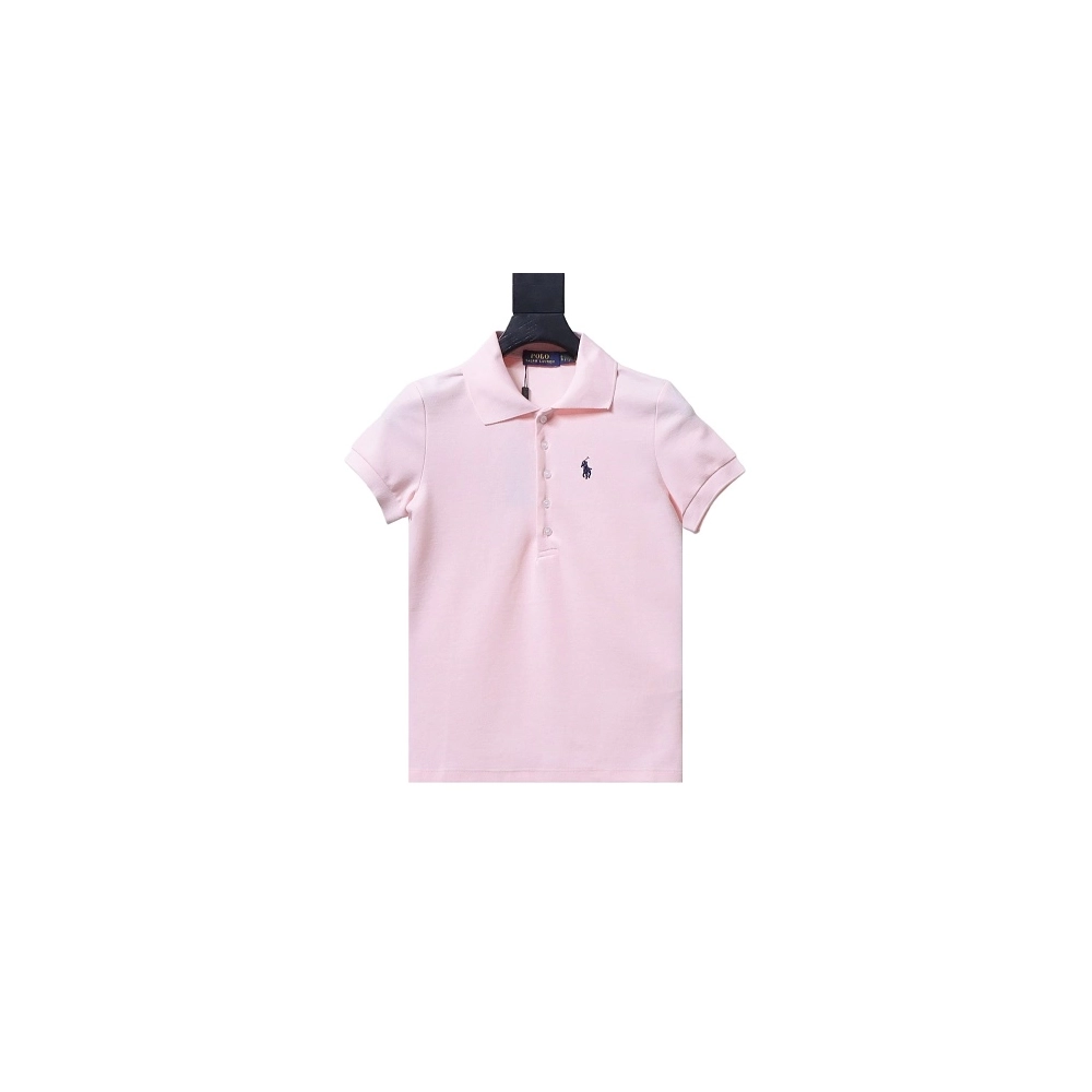Ralph Lauren Pony Logo Embroidered Short-Sleeve Button-Down Shirt Pink,Ralph Lauren T-Shirts,T-Shirts,CLOTHES