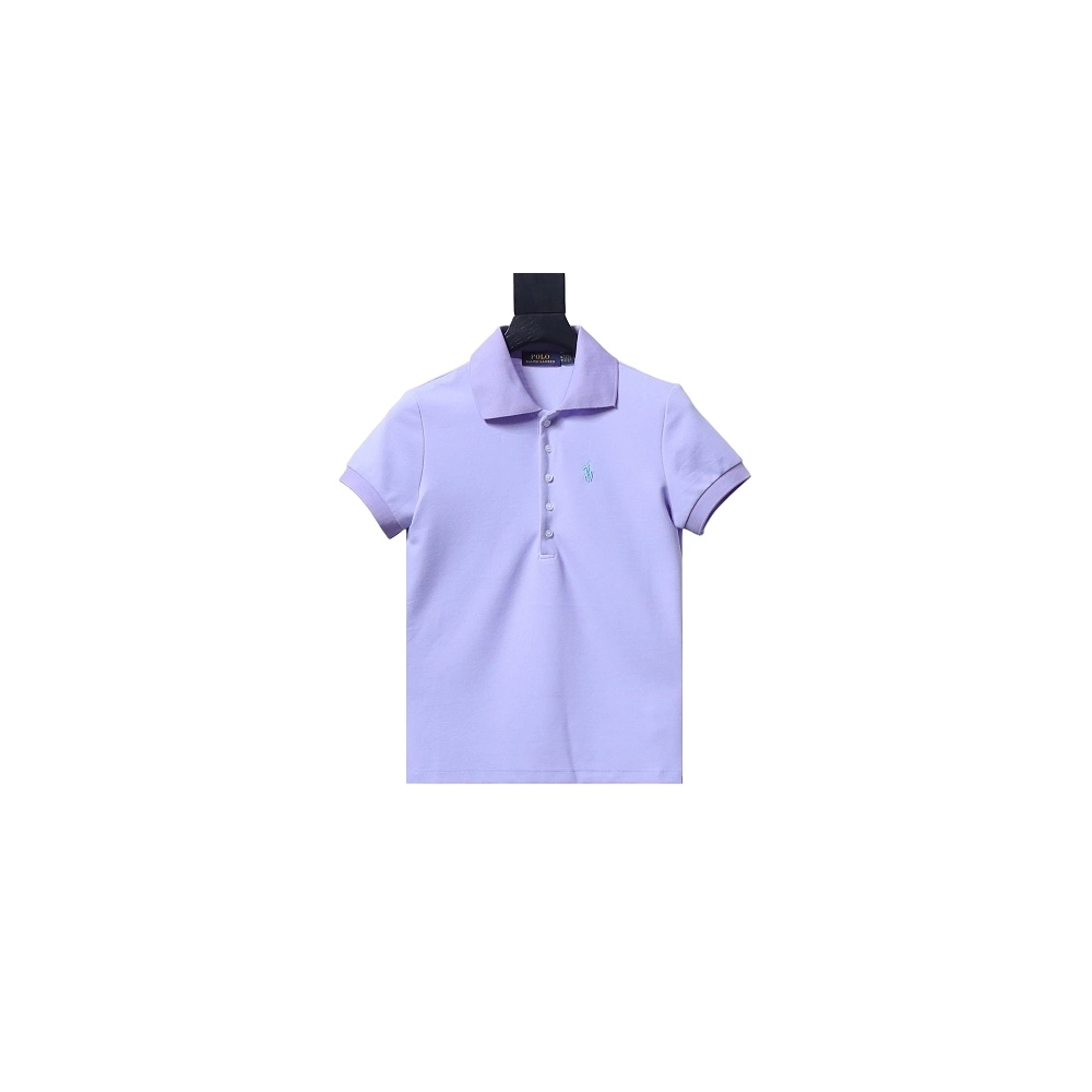 Ralph Lauren Pony Logo Embroidered Short-Sleeve Button-Down Shirt Purple,Ralph Lauren T-Shirts,T-Shirts,CLOTHES
