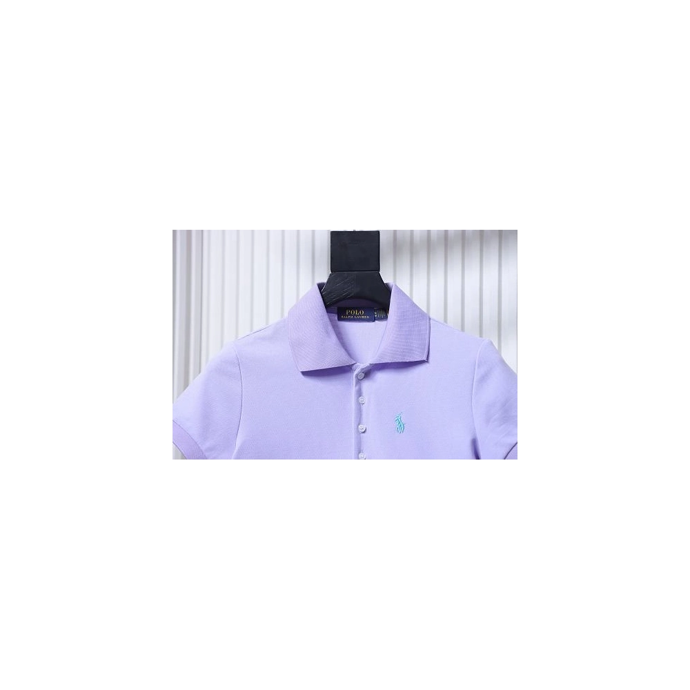 Ralph Lauren Pony Logo Embroidered Short-Sleeve Button-Down Shirt Purple,Ralph Lauren T-Shirts,T-Shirts,CLOTHES