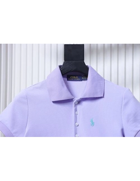 Ralph Lauren Pony Logo Embroidered Short-Sleeve Button-Down Shirt Purple,Ralph Lauren T-Shirts,T-Shirts,CLOTHES