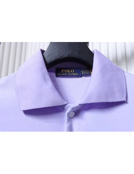 Ralph Lauren Pony Logo Embroidered Short-Sleeve Button-Down Shirt Purple,Ralph Lauren T-Shirts,T-Shirts,CLOTHES