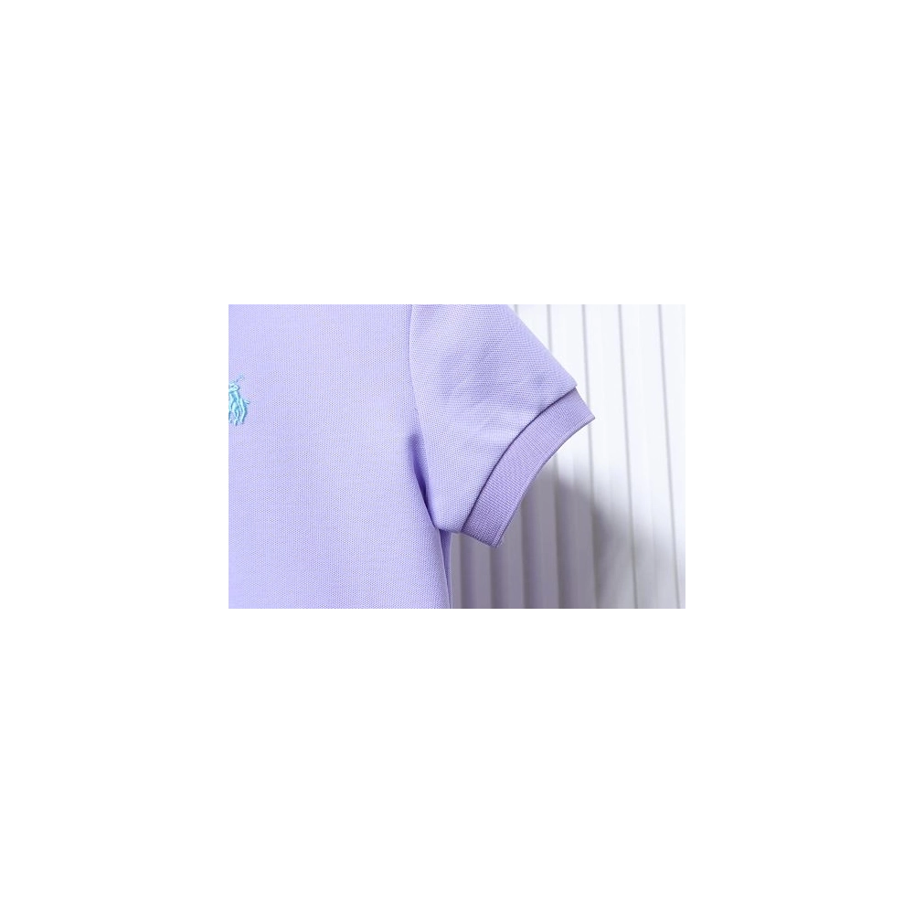 Ralph Lauren Pony Logo Embroidered Short-Sleeve Button-Down Shirt Purple,Ralph Lauren T-Shirts,T-Shirts,CLOTHES
