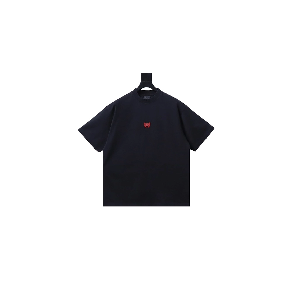Balenciaga Wheat Ear Grain Agency Small Embroidery T-Shirt Black,Balenciaga T-Shirts,T-Shirts,CLOTHES