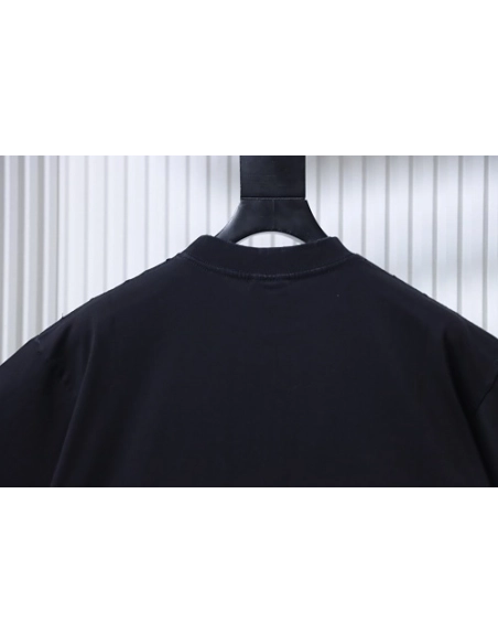 Balenciaga Wheat Ear Grain Agency Small Embroidery T-Shirt Black,Balenciaga T-Shirts,T-Shirts,CLOTHES