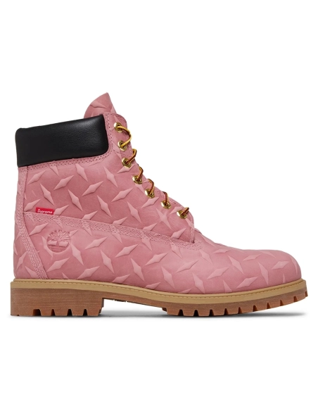 Supreme x Timberland 6 Inch Premium Waterproof Boot Embossed Diamond Plate - Pink,TIMBERLAND BOOTS