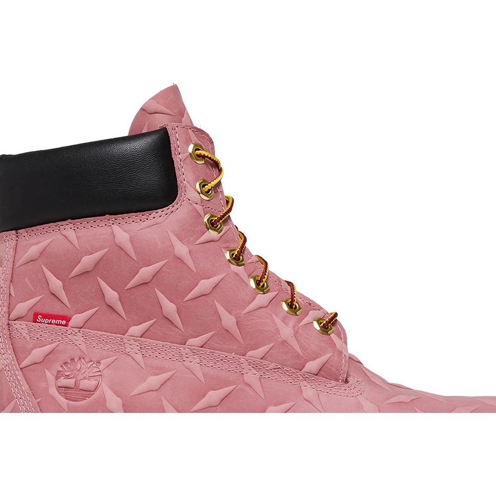 Supreme x Timberland 6 Inch Premium Waterproof Boot Embossed Diamond Plate - Pink,TIMBERLAND BOOTS