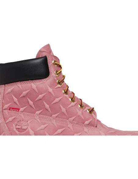 Supreme x Timberland 6 Inch Premium Waterproof Boot Embossed Diamond Plate - Pink,TIMBERLAND BOOTS