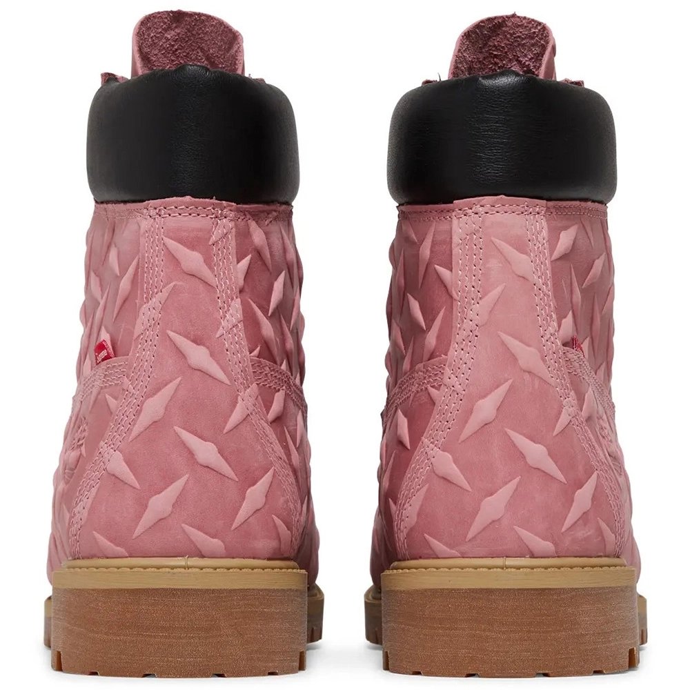 Supreme x Timberland 6 Inch Premium Waterproof Boot Embossed Diamond Plate - Pink,TIMBERLAND BOOTS