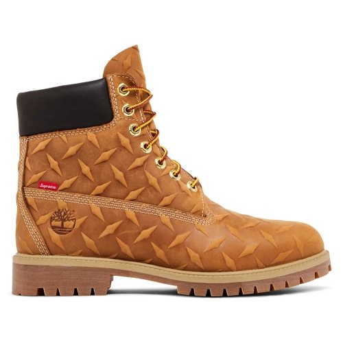 Supreme x Timberland 6 Inch Premium Waterproof Boot Embossed Diamond Plate - Wheat,TIMBERLAND BOOTS