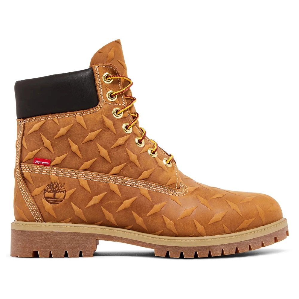 Supreme x Timberland 6 Inch Premium Waterproof Boot Embossed Diamond Plate - Wheat,TIMBERLAND BOOTS