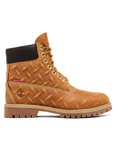 Supreme x Timberland 6 Inch Premium Waterproof Boot Embossed Diamond Plate - Wheat,TIMBERLAND BOOTS