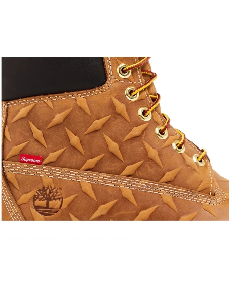 Supreme x Timberland 6 Inch Premium Waterproof Boot Embossed Diamond Plate - Wheat,TIMBERLAND BOOTS