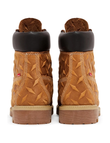 Supreme x Timberland 6 Inch Premium Waterproof Boot Embossed Diamond Plate - Wheat,TIMBERLAND BOOTS