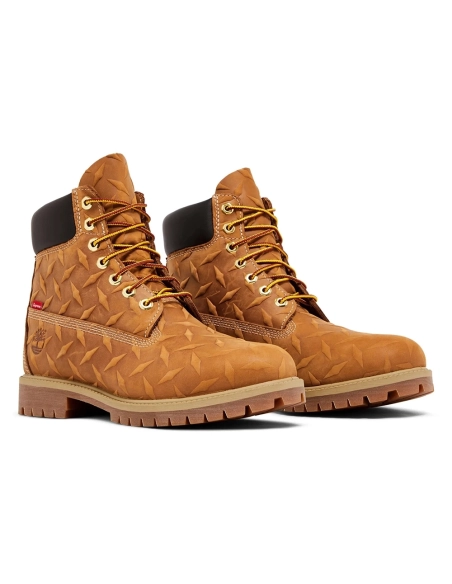 Supreme x Timberland 6 Inch Premium Waterproof Boot Embossed Diamond Plate - Wheat,TIMBERLAND BOOTS