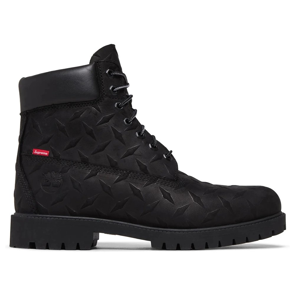 Supreme x Timberland 6 Inch Premium Waterproof Boot Embossed Diamond Plate - Black,TIMBERLAND BOOTS