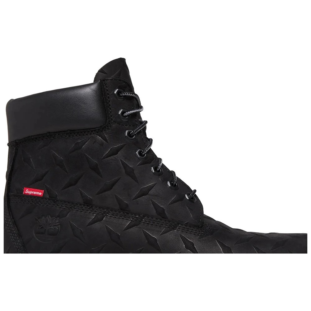 Supreme x Timberland 6 Inch Premium Waterproof Boot Embossed Diamond Plate - Black,TIMBERLAND BOOTS