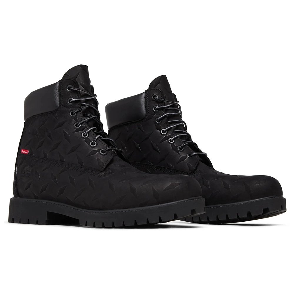 Supreme x Timberland 6 Inch Premium Waterproof Boot Embossed Diamond Plate - Black,TIMBERLAND BOOTS