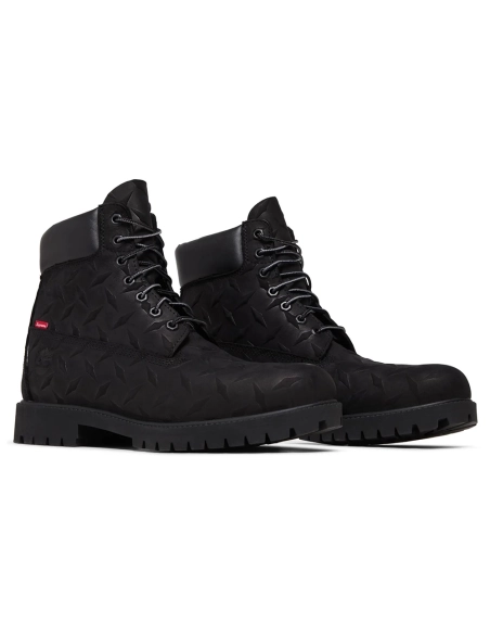 Supreme x Timberland 6 Inch Premium Waterproof Boot Embossed Diamond Plate - Black,TIMBERLAND BOOTS