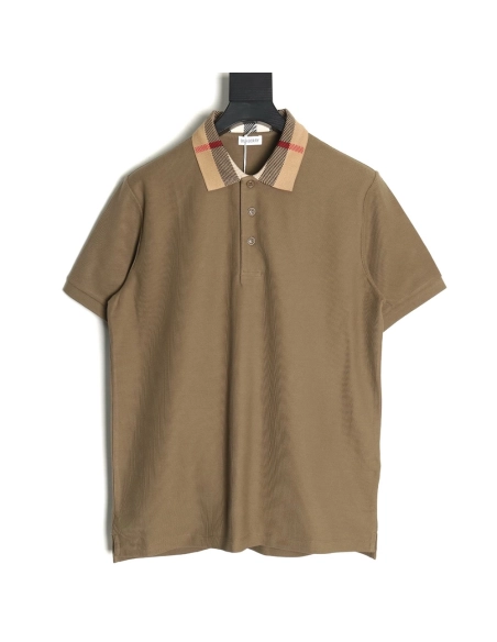 Burberry Classic Check-Collar Short-Sleeve Polo Shirt TSK1,Burberry