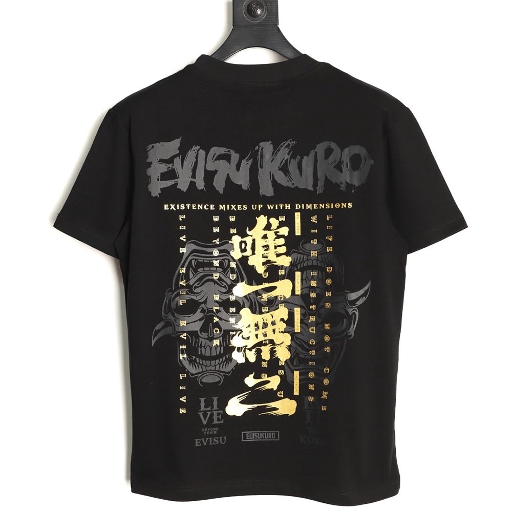Evisu Kuro Gold-Foil Hannya Demon Mask Short-Sleeve T-Shirt TSK1,Evisu