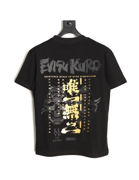 Evisu Kuro Gold-Foil Hannya Demon Mask Short-Sleeve T-Shirt TSK1,Evisu