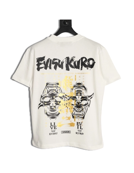 Evisu Kuro Gold-Foil Hannya Demon Mask Short-Sleeve T-Shirt,Evisu