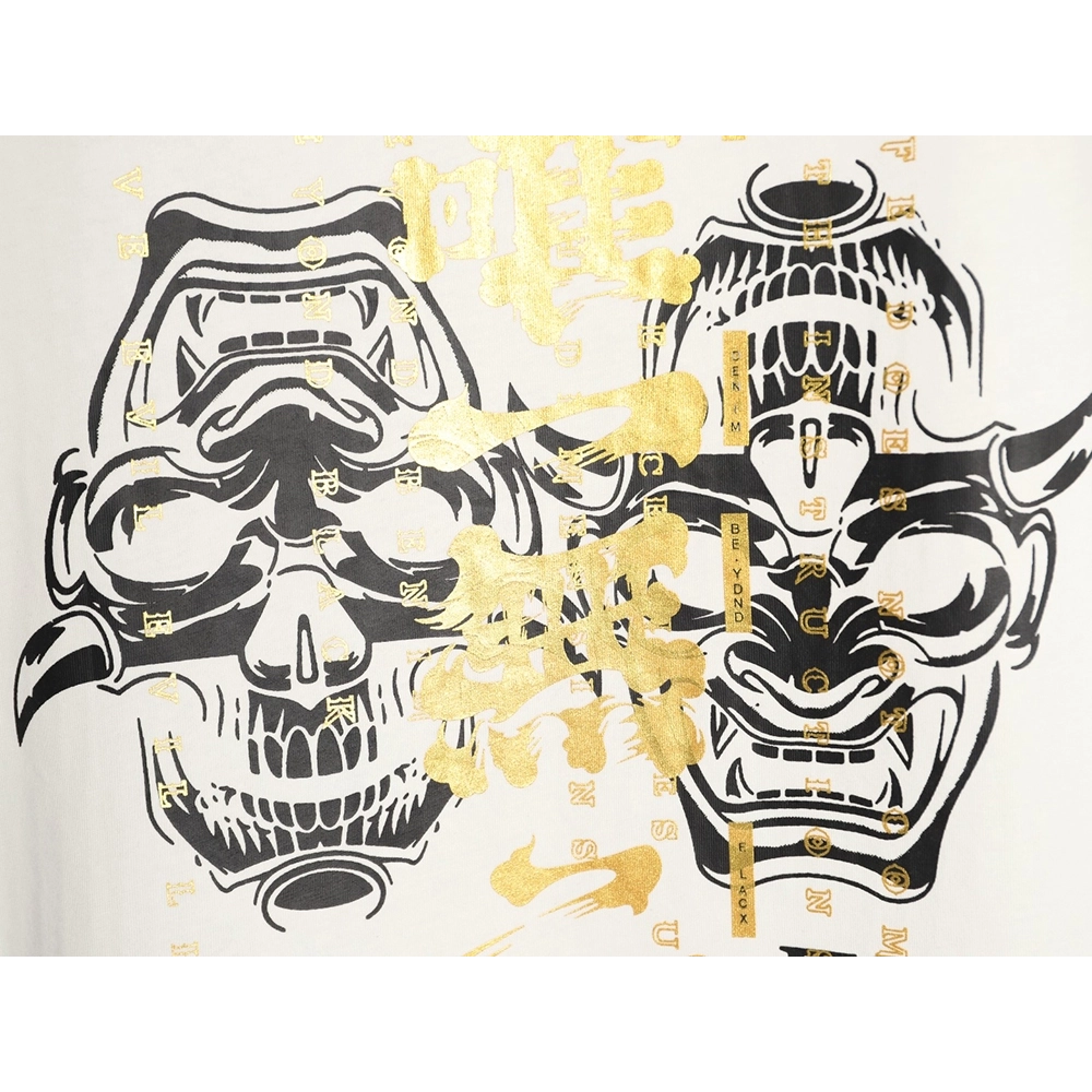 Evisu Kuro Gold-Foil Hannya Demon Mask Short-Sleeve T-Shirt,Evisu