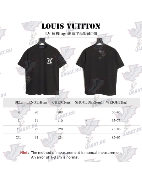 Louis Vuitton deconstructed logo embroidered letter short-sleeved T-shirt TSK1,Louis Vuitton