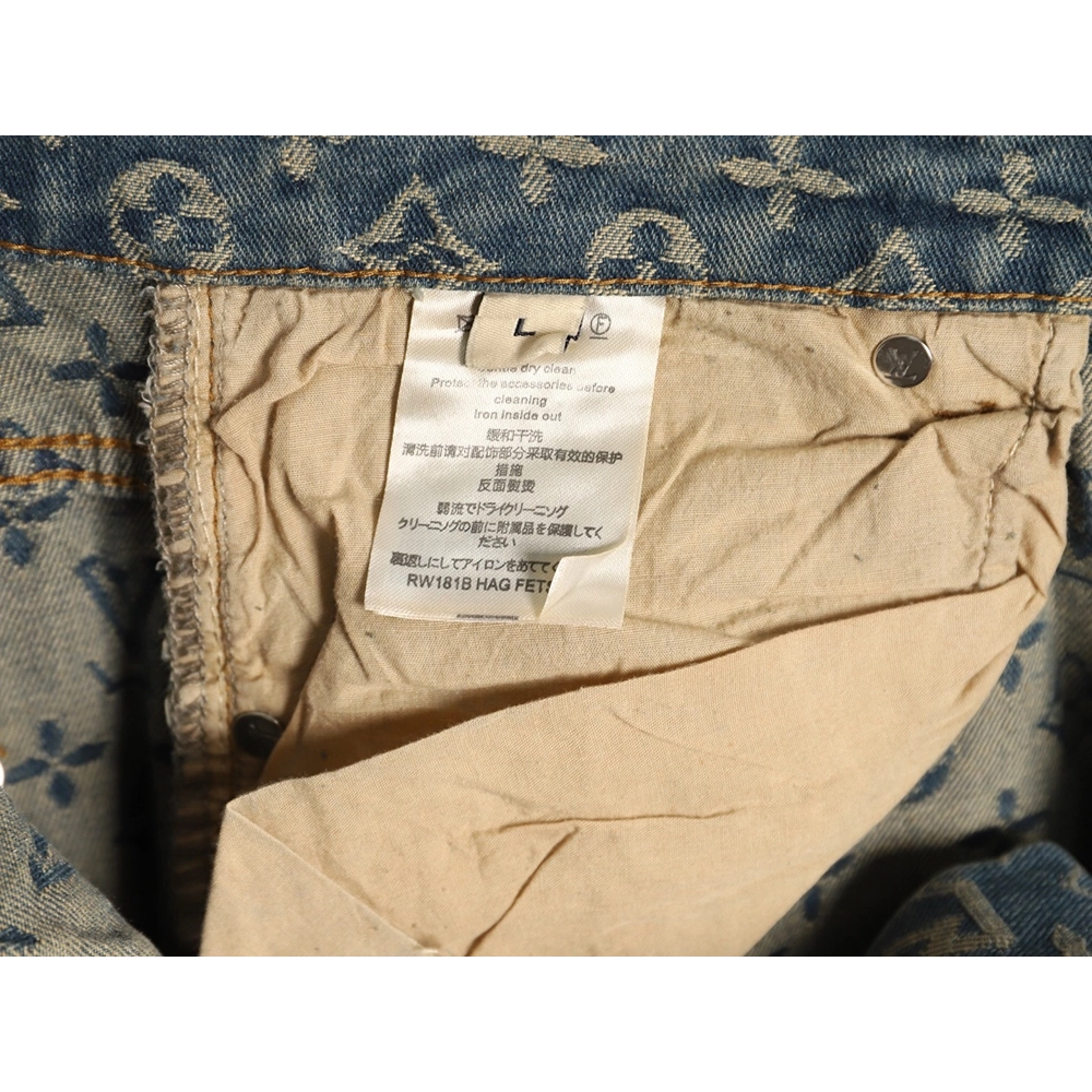 Louis Vuitton All-Over Jacquard Straight-Leg Washed Denim Trousers,Louis Vuitton