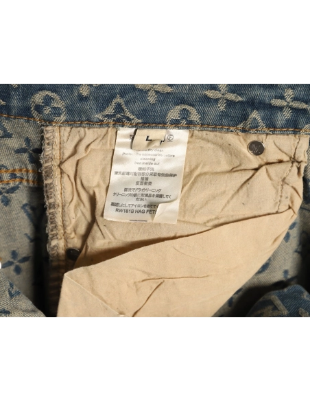 Louis Vuitton All-Over Jacquard Straight-Leg Washed Denim Trousers,Louis Vuitton