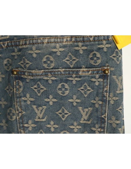 Louis Vuitton All-Over Jacquard Straight-Leg Washed Denim Trousers,Louis Vuitton