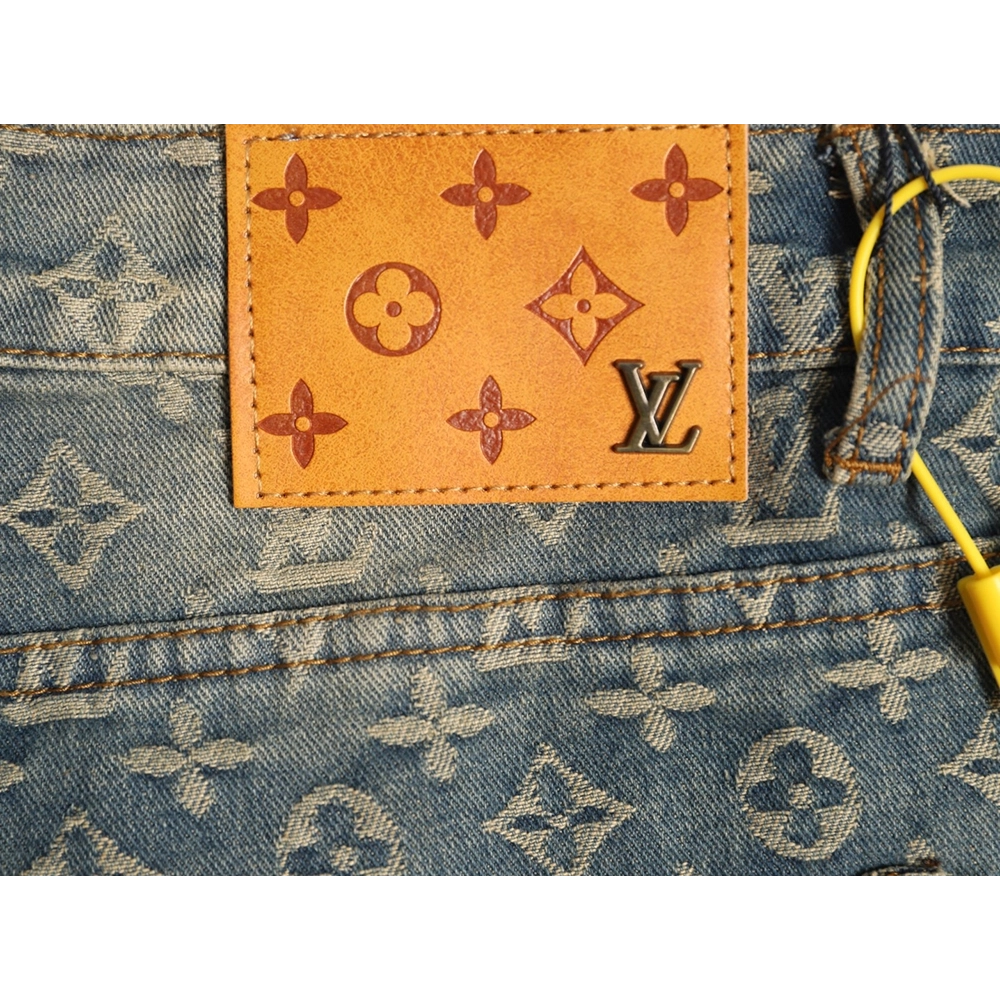 Louis Vuitton All-Over Jacquard Straight-Leg Washed Denim Trousers,Louis Vuitton