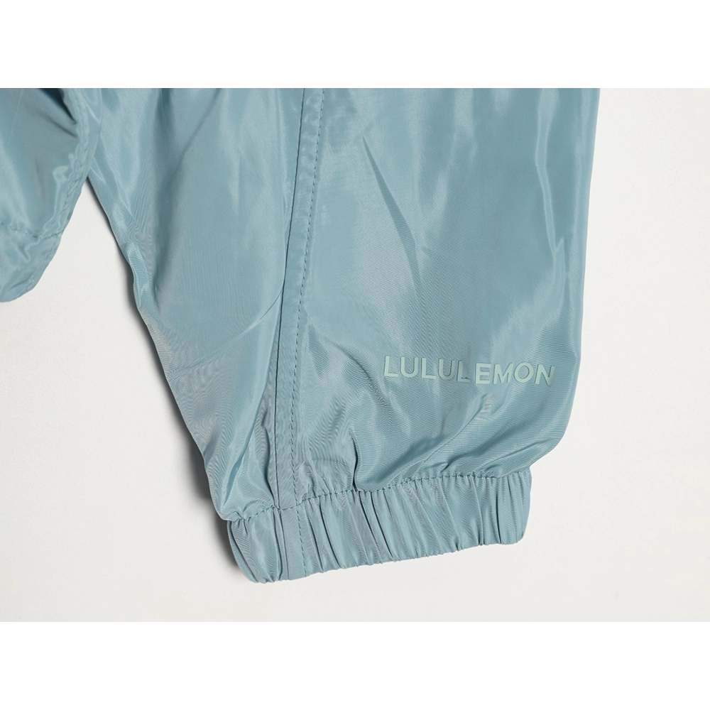 Lululemon solid color zip-up drawstring cropped hooded jacket TSK1,Lululemon