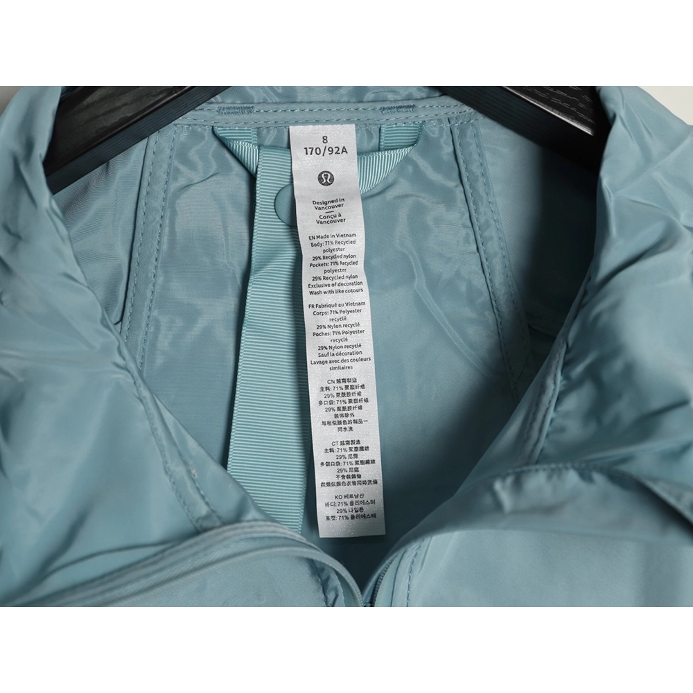 Lululemon solid color zip-up drawstring cropped hooded jacket TSK1,Lululemon
