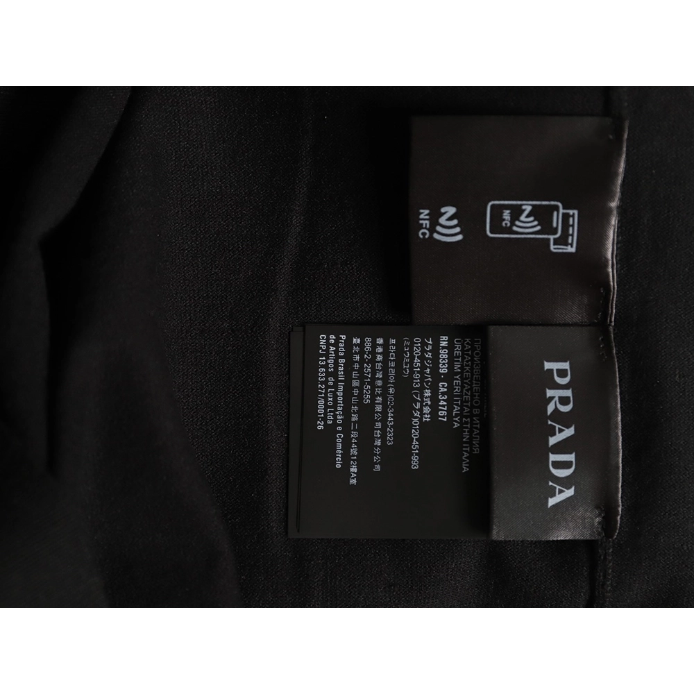 Prada logo embroidered half-zip knit polo short-sleeved shirt,Prada