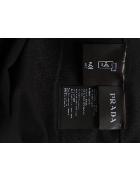 Prada logo embroidered half-zip knit polo short-sleeved shirt,Prada
