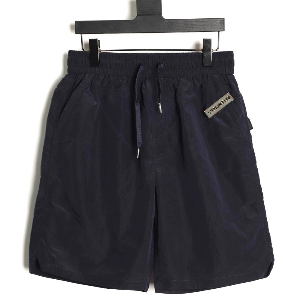 Balenciaga metal patch logo letter embroidered shorts,Balenciaga
