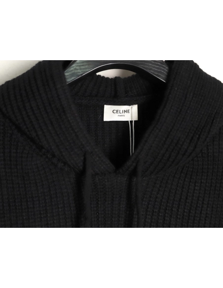 Celine leather appliqu¨¦ embroidered wool hoodie,Celine