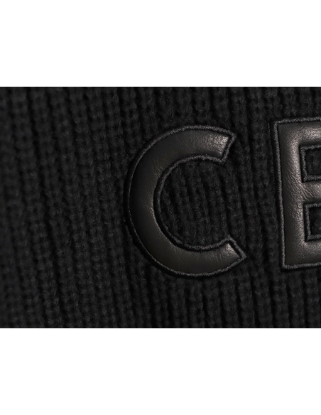Celine leather appliqu¨¦ embroidered wool hoodie,Celine