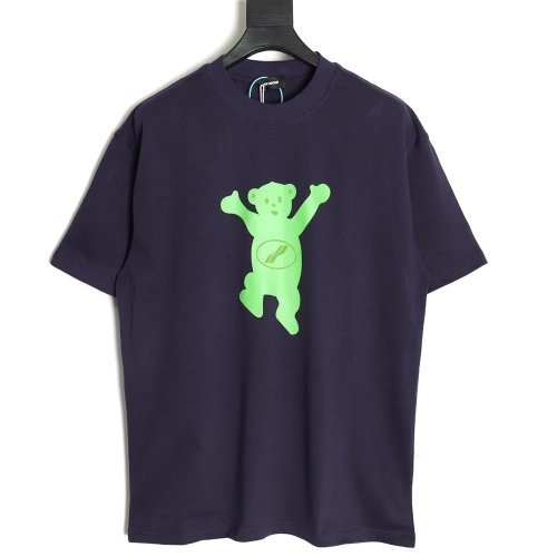 We11done Double-Sided Flocked Bear Print Short-Sleeve T-Shirt,We11done