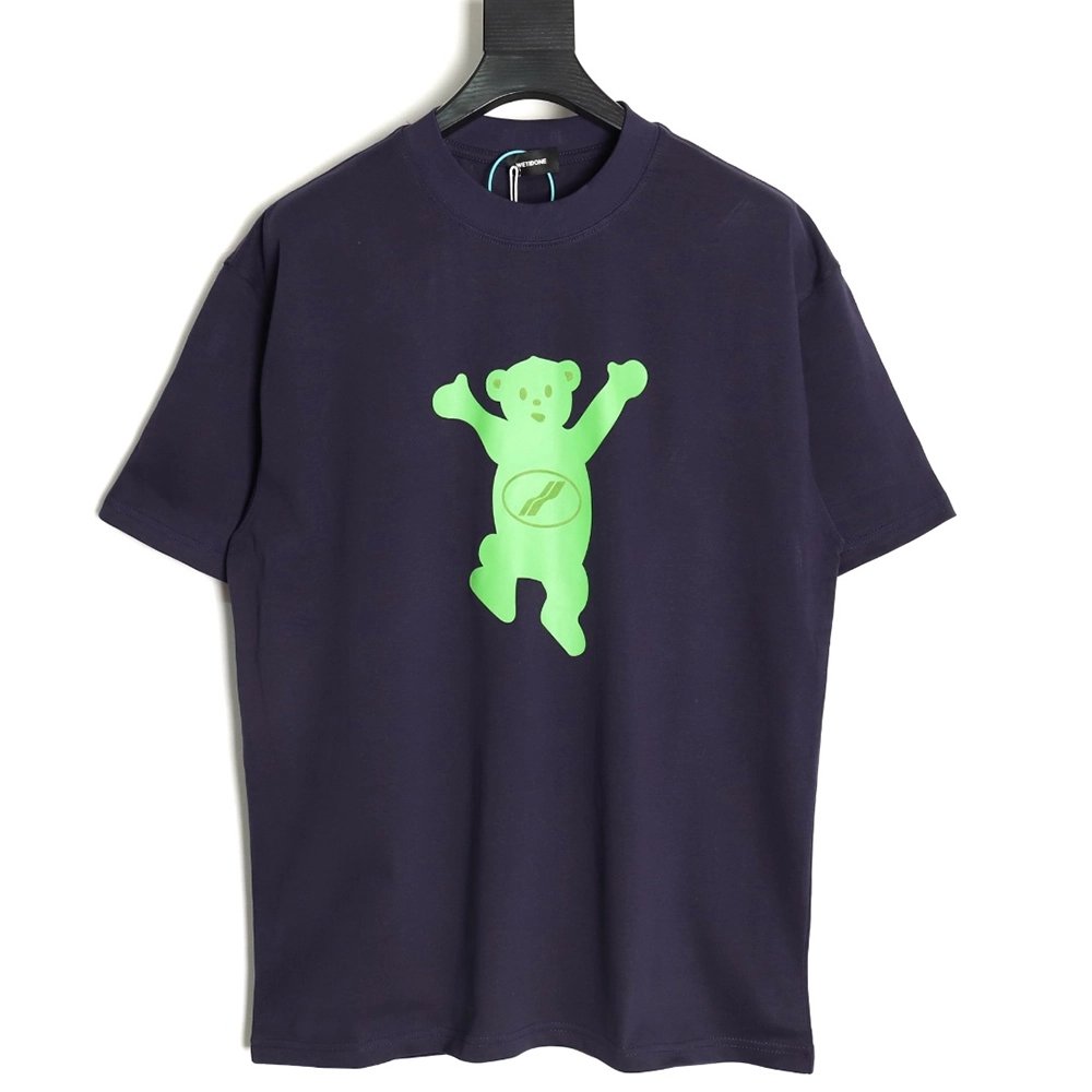 We11done Double-Sided Flocked Bear Print Short-Sleeve T-Shirt,We11done