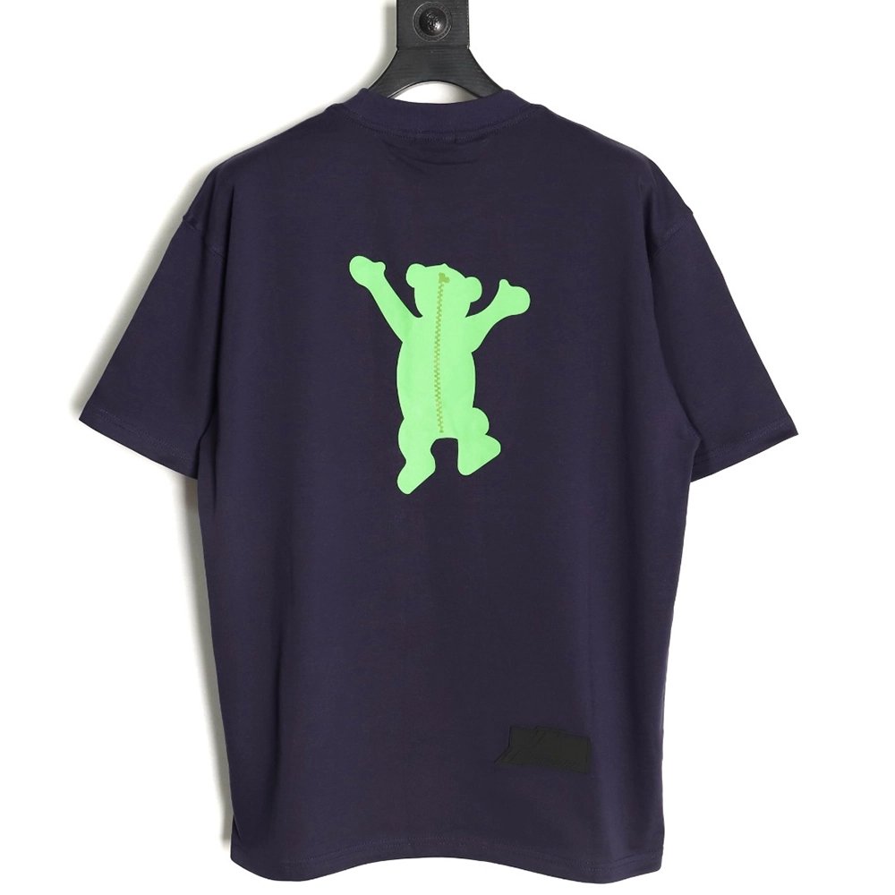 We11done Double-Sided Flocked Bear Print Short-Sleeve T-Shirt,We11done