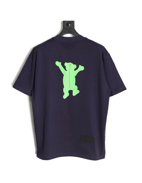 We11done Double-Sided Flocked Bear Print Short-Sleeve T-Shirt,We11done