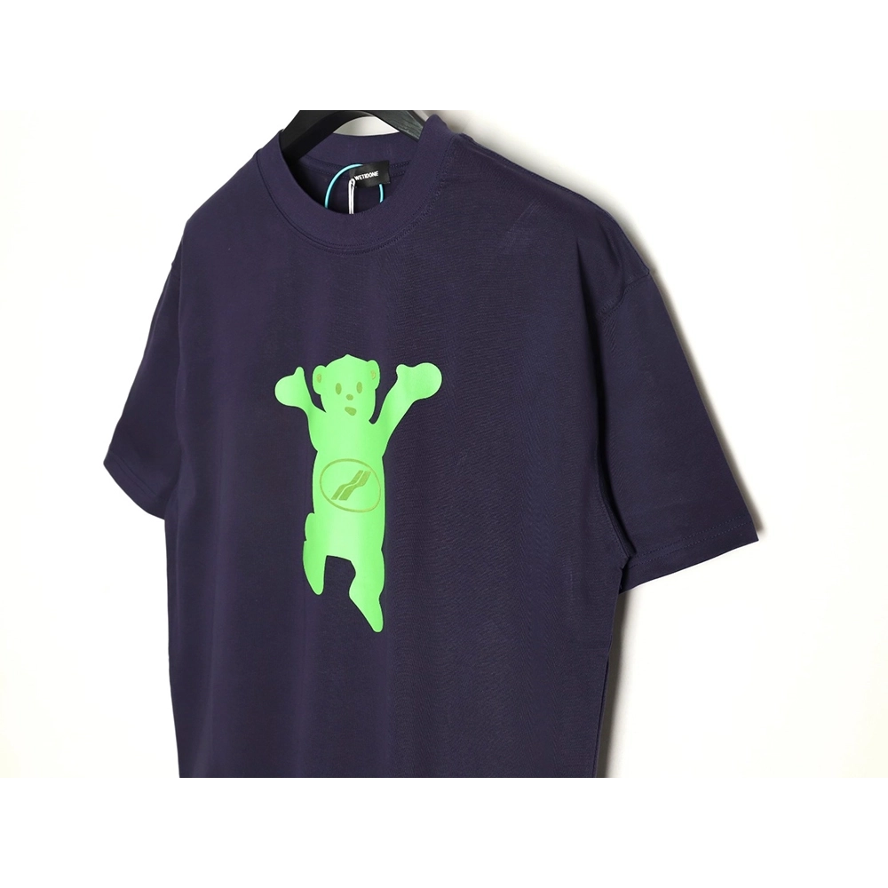 We11done Double-Sided Flocked Bear Print Short-Sleeve T-Shirt,We11done