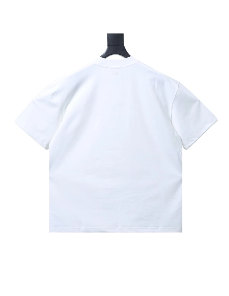 AMI Minimalist Style 3D Chunky Knit Heart Embroidered Logo Short-Sleeve T-Shirt,Ami
