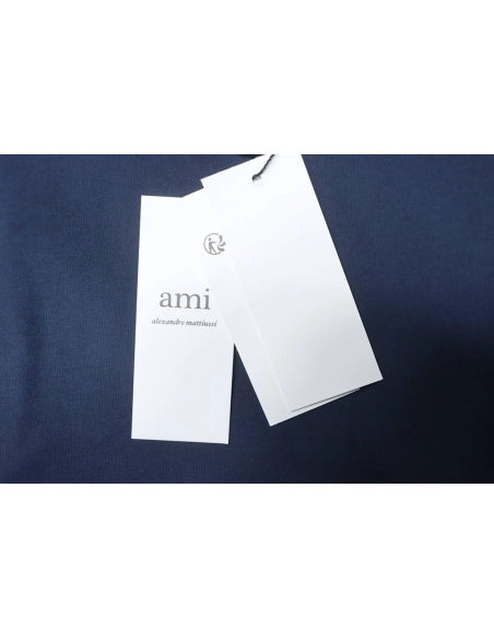 AMI Minimalist Style 3D Chunky Knit Heart Embroidered Logo Short-Sleeve T-Shirt,Ami